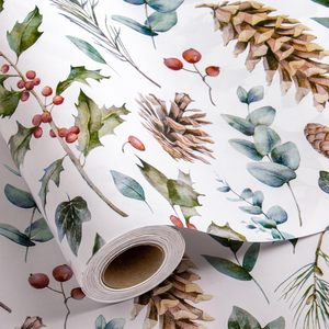 Papel de Regalo Navideño con Diseño de Piñas y Bayas, 17 Pulgadas x 32.8 Pies, Ecológico, Estilo Vintage para Manualidades y Regalos - Product Image 1