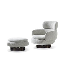 Fauteuil inclinable simple en tissu bouclé blanc nordique avec structure en acier inoxydable, design moderne pour salon, appartement, hôtel