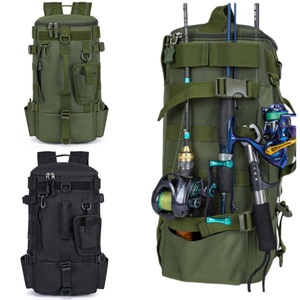 Large Capacity Multi-Functional Waterproof Outdoor Fishing <b>Bag</b> Polyester <b>Divided</b> Compartments Wet Dry Separation Rod Holder - Product Image 1