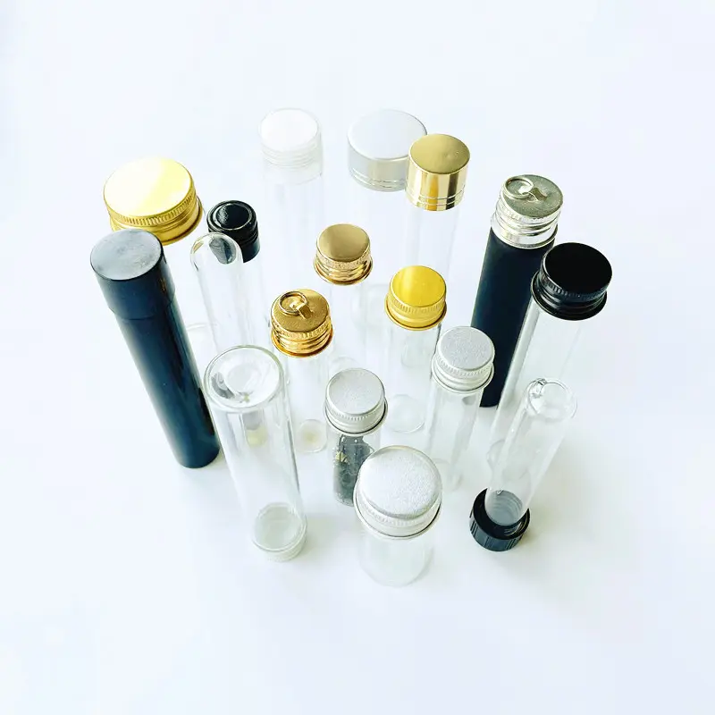 15mm 16mm18mmアルミニウム滑らかなスクリューストッパーガラス試験管、黒色の銀色の金色のキャップ付き包装用
