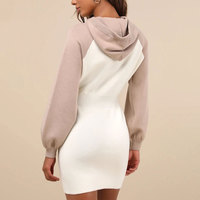 Huili fabricant haute qualité tricoté longue jupe à capuche bloc de couleur femmes vêtements Logo personnalisé robe à capuche pour les femmes longues