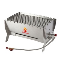 Mini barbecue pliable de camping, barbecue portable, barbecue pliable en acier inoxydable sans fumée, barbecue au gaz et au charbon de bois pour l'extérieur