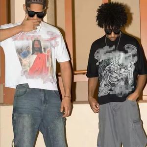 Camiseta Oversize de Alta Calidad 100% Algodón con Hombros Caídos para Hombre, Camisetas Gráficas con Cuello Redondo, Camiseta Corta con Estampado Personalizado - Product Image 4