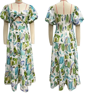 Nouvelle Robe de Soirée Maxi Lavable à Manches Courtes Imprimé Floral, Élégante et Décontractée, Style Français, Dos Nu, Épaule Dénudée, Haute Qualité, pour l'Été - Product Image 3