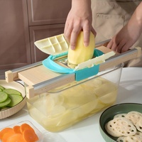 Groentehakker Mandoline Snijder Ui Aardappel 1,0 mm voor FIJNE JULIENNE GESNEDEN Gepatenteerde uitvinding Handbeschermer Massief hout Handmatig