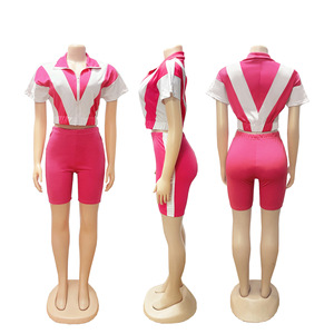 Viviblook Z509ST10 Vêtements d'été pour femmes, ensemble décontracté 2 pièces, short à manches courtes, manches chauve-souris, tenue de sport d'été - Product Image 6