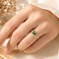 Bague en argent sterling 925 avec agate verte naturelle, bijoux plaqués or 10 carats, bague de fiançailles