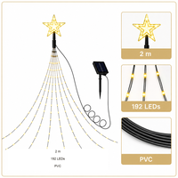 Guirlande lumineuse LED en cascade de 2 m pour sapin de Noël avec options d'alimentation USB et solaire