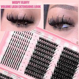 Cils en grappes individuelles, 144 paires, fibres synthétiques, réutilisables, pour un look d'extension de volume DIY - Product Image 1