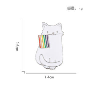 Épingles en émail nickel noir personnalisées drapeau arc-en-ciel chat fierté broches insignes de revers dessin animé Animal bijoux cadeau pour les amoureux Laser - Product Image 4