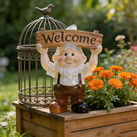 Offre Spéciale : Statuette de Nain de Jardin en Résine, Panneau de Bienvenue, Lumières Solaires Extérieures pour Décoration de Jardin