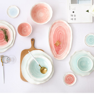 Juego de Vajilla Moderno y Lujoso de Cerámica Sostenible con Diseño de Mármol, Plato Redondo de Porcelana para Bodas, Novedad 2024 - Product Image 2