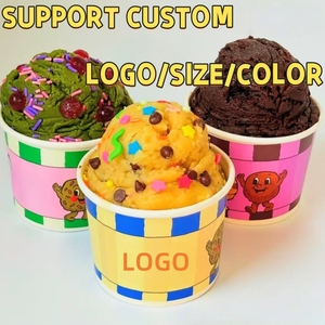 Atacado Imprimir Produtos Do Logotipo Sorvete Descartável Logotipo Personalizado Sorvete com Tampa Food Grade Paper Ice Cream Alta Qualidade - Product Image 4