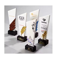 Trophée Souvenir Aigle en Cristal avec Base en Marbre en Forme de Couteau, Logo Laser Personnalisé et Impression UV 3D