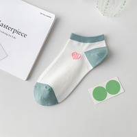 Chaussettes en coton blanc bleu printemps pour femmes Chaussettes de cheville dessin animé Chaussettes pour jeunes filles