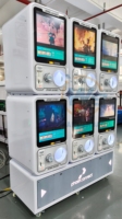 Mesin penjual otomatis kapsul mainan Gacha logam LED putih, beroperasi dengan koin Jepang, WANGERBAO, layanan OEM pabrik.