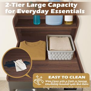 Wooden Washing Machine Countertop <b>Shelf</b> Double Layer Storage <b>Rack</b> For Towel Clothing Organizer Multifunctional Washer Dryer - Product Image 4