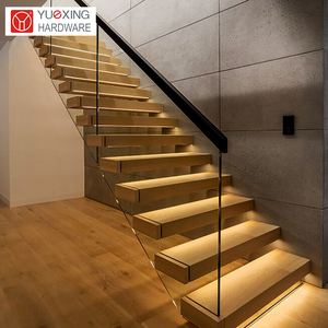 "Mejore el diseño <span class=keywords><strong>de</strong></span> su hogar con una escalera flotante elegante y moderna" Pisada <span class=keywords><strong>de</strong></span> madera Mármol Pisada Barandilla <span class=keywords><strong>de</strong></span> vidrio <span class=keywords><strong>Escaleras</strong></span> voladizas - Product Image 5