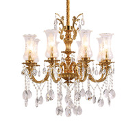 Lustre en cristal de verre de luxe en cuivre européen, luminaires suspendus, salon, lustre moderne victorien, lampes suspendues pour hôtel