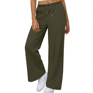 Pantalon de survêtement ample pour femme, couleur unie, avec cordon de serrage, respirant, décontracté, coupe ample, longueur intégrale - Product Image 4