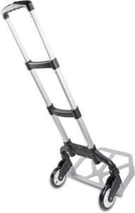 頑丈アルミ折りたたみ式ハンドトラック荷物プラスチックホイールトロリーカート調節可能ハンドル付き - Product Image 2