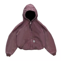 DiZNEW OEM Vente en gros Vestes à capuche personnalisées lavées en toile lourde doublées pour les travailleurs Fermeture à glissière 100% Veste en jean pour hommes en coton