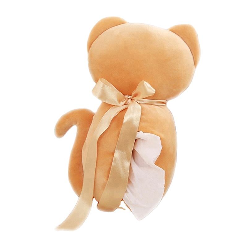 Caja de papel tisú de oso de peluche para gato, soporte de