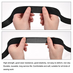Correas elásticas negras impresas con logotipo personalizado, bandas planas de punto de 5cm de ancho para coser accesorios de peluca, rollos empaquetados sostenibles - Product Image 2