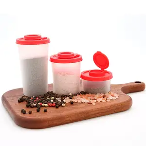 Sal e pimenta Shakers Umidade Proof Set Para Camping Piquenique Ao Ar Livre Cozinha Almoço com tampas vermelhas plástico hermético