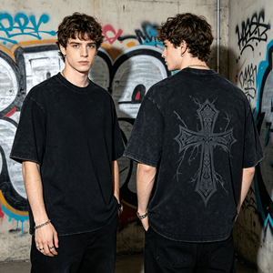 T-shirts Boxy Vintage Oversize en Coton 100% Imprimé de Haute Qualité, Coupe Courte, Grammage Lourd, Effet Délavé à l'Acide, Style Streetwear Personnalisé - Product Image 1