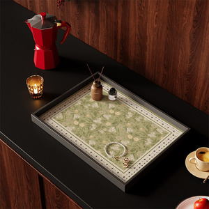 Zenos Vintage PU Leather Rectangular Decorative Luxury Storage Tray TRAY-LP for Home <b>Decor</b> - Product Image 1