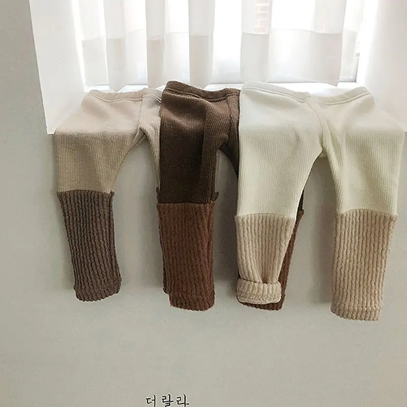 Ins – Leggings d'hiver en coton pour bébé fille et garçon, pantalon doux à épissures