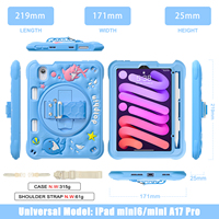 Étui en silicone mignon de dessin animé, étui antichoc pour iPad Mini 7 2024 A17 Pro 8,3 pouces, étui pour tablette pour enfants pour iPad Mini 6 2021