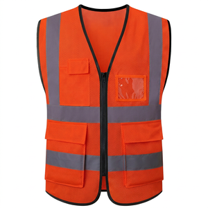 Chaleco de Seguridad Reflectante de Alta Visibilidad con Cierre, Diseño de Cintura Alta, Unisex, de Poliéster, con Detección de Agujas, para Obras de Construcción - Product Image 1
