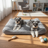 Lit et canapé pour chien de luxe écologique, chaud pour l'hiver, avec matelas en mousse épaisse pour toutes les saisons, motif uni