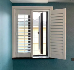 Canada Australie Angleterre Style Pvc Obturateur <span class=keywords><strong>Baie</strong></span> Fenêtre <span class=keywords><strong>Coulissante</strong></span> En Bois Véritable En Bois Blanc Couleur Persienne Plantation Volets - Product Image 5