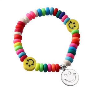 Nouveau Bracelet en Céramique Souple Arc-en-ciel avec Pendentif Souriant, Perles Multicolores, Visage Souriant, Style Bohème Ethnique, Bracelet de <span class=keywords><strong>Couple</strong></span> pour Femme - Product Image 5