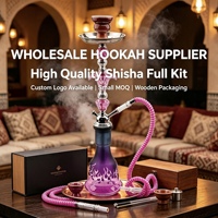 Chicha Arabe de Luxe, Ensemble à Tube Unique, Base en Verre Violet, Design Carré Miroir en Fer, Durable, Portable, Coffret Cadeau RS
