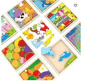 Montessori 2022 puzzle di legno animale bambini assemblaggio di giochi Montessori bambini che imparano giocattoli educativi puzzle 3D in legno
