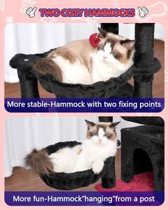 Gotico albero di gatto torre con 2 cestini grande piattaforma gratta e vinci per gatti interni nero rosso condominio - Product Image 5