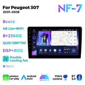 NaviFly NF QLED pantalla más nueva Android 8 Core 8 + 256GB estéreo de coche para <span class=keywords><strong>Peugeot</strong></span> <span class=keywords><strong>307</strong></span> 2001-2008 soporte 360 Cámara DVR <span class=keywords><strong>OBD</strong></span> - Product Image 3