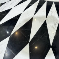 Motif damier en marbre noir et blanc de luxe 12 "x 12" pour carreaux de mur et de sol