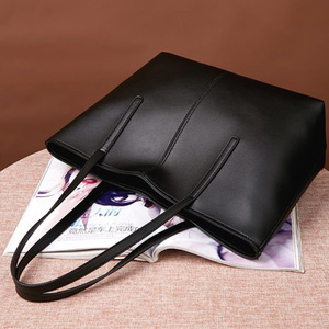 Túi xách nữ thời trang cao cấp thiết kế mới 2021, chất liệu da PU, dung tích lớn, màu đen, bán buôn - Product Image 2