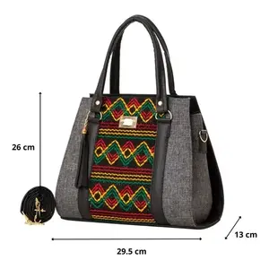 Bolso de Playa Fana Fauna para Mujer, Gris, de Algodón, Tamaño Mediano, con Estampado de Leopardo y Letras, Cierre de Broche - Product Image 3