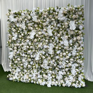 Fondo de pared de flores de lujo artificial 3D 5d de pared de flores rosas para boda, pared de flores enrollable, panel de seda 8x8 para Decoración - Product Image 6