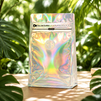 Sachet Doypack Holographique Personnalisé en Gros avec Valve et Fermeture Éclair, Sac à Café Iridescent Refermable, Fabricant d'Emballages Alimentaires