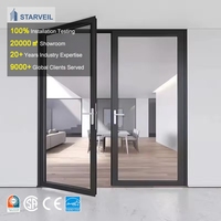 Puerta Pivotante de Aluminio Comercial, Puerta Interior de Doble Hoja para Dormitorio, Casa de Campo, Hoteles, Restaurantes, Impermeable y Resistente al Calor
