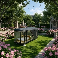 Maison capsule Smart Living V5 avec système de commande vocale, salle de bain à séparation humide-sèche, maison préfabriquée type capsule spatiale