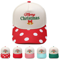 Großhandel Bestickte Weihnachts-Trucker-Mütze Verstellbar Farbblock-Design mit Netzrücken Unisex Feiertagsparty