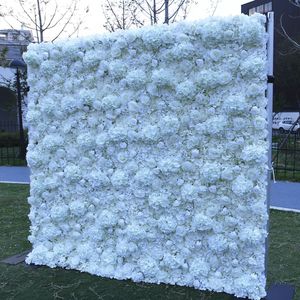 Panel de Fondo Floral Enrollable con Cremallera 5D 7D de Lujo F79, 8 pies x 8 pies, Pared de Flores Artificiales de Seda Blanca para Decoración de Bodas - Product Image 6